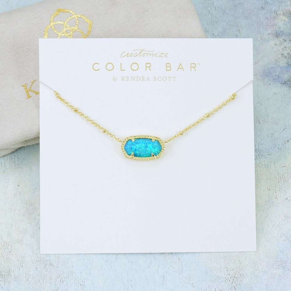 Kendra Scott Elisa Satellite Turquoise Kyocera Opal Necklace Gold Plated